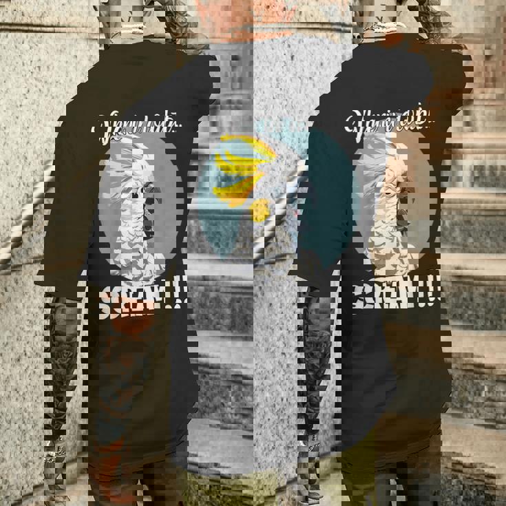 Cockatoo Meme T、面白い叫び声を上げているキバタン メンズTシャツ バックプリント 彼への贈り物