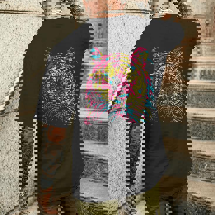 Colorful Tiger Tigers Fashion Graphic メンズTシャツ バックプリント 彼への贈り物
