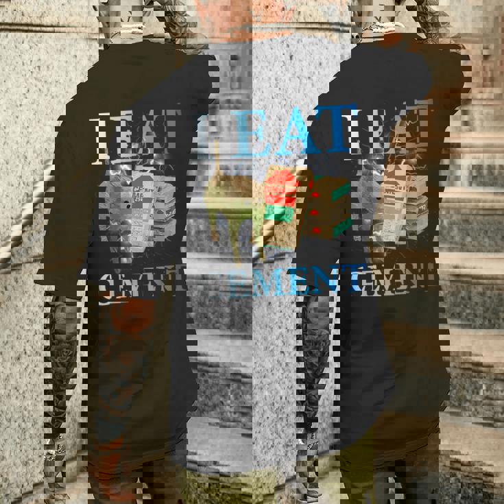 Cool I Eat セメント、建設猫、面白いユーモア、猫のミーム メンズTシャツ バックプリント 彼への贈り物