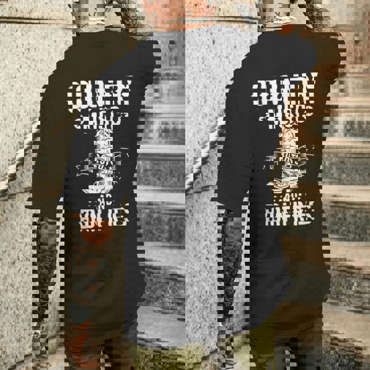 Country Music And Bonfire ウエスタンカントリーラインダンスブーツ メンズTシャツ バックプリント 彼への贈り物