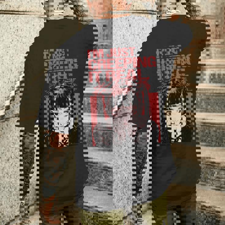 Creeping It Real ゴシック アニメ ソフト グランジ エモ オタク メンズTシャツ バックプリント 彼への贈り物