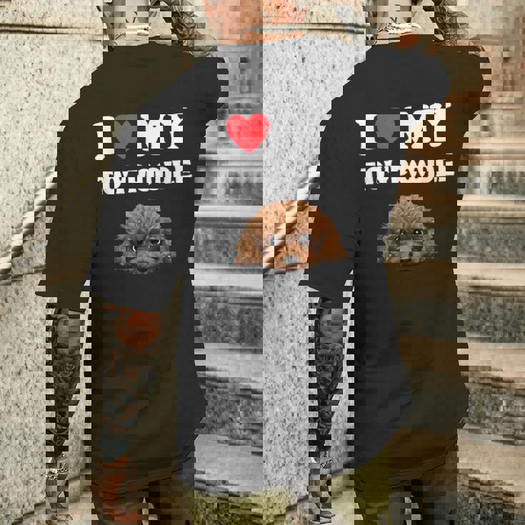 Cute I Love My Toy プードル 犬の飼い主 メンズTシャツ バックプリント 彼への贈り物