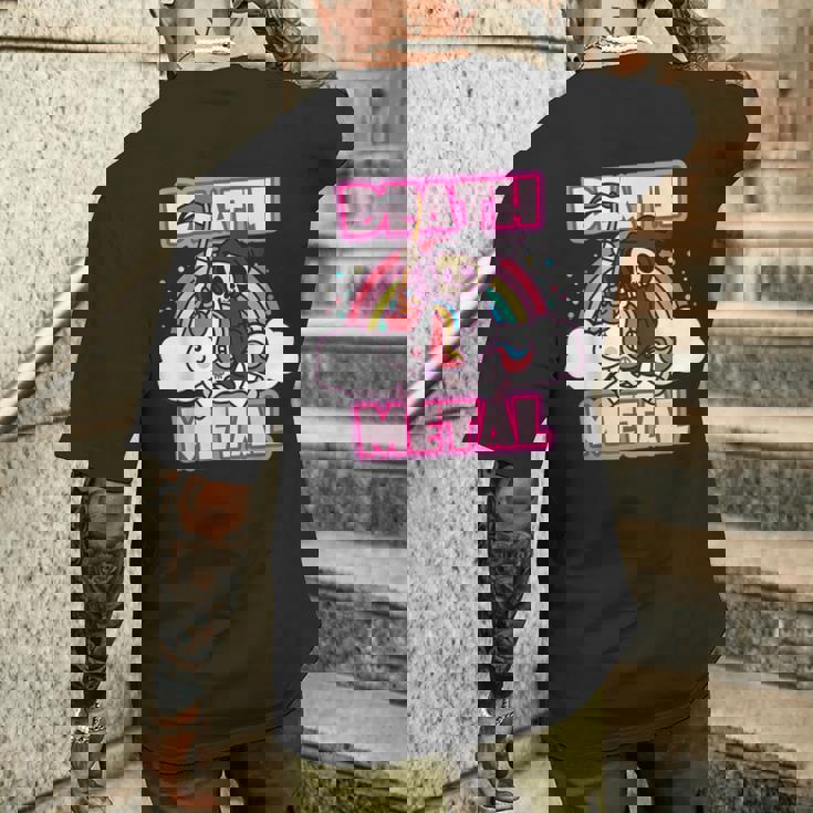 Death Metal Grim Reaper ピンクユニコーン ファニーヘビーメタル メンズTシャツ バックプリント 彼への贈り物