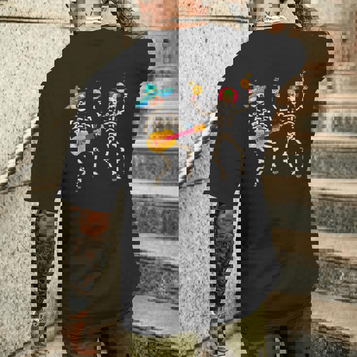 Dia De Los Muertos スケルトン ダンシング スカル 死者の日 メンズTシャツ バックプリント 彼への贈り物