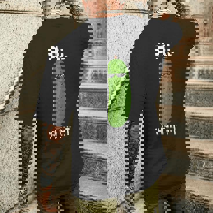 Dill With It 面白い ディル ピクルス 恋人 ピクルス 食通 メンズTシャツ バックプリント 彼への贈り物