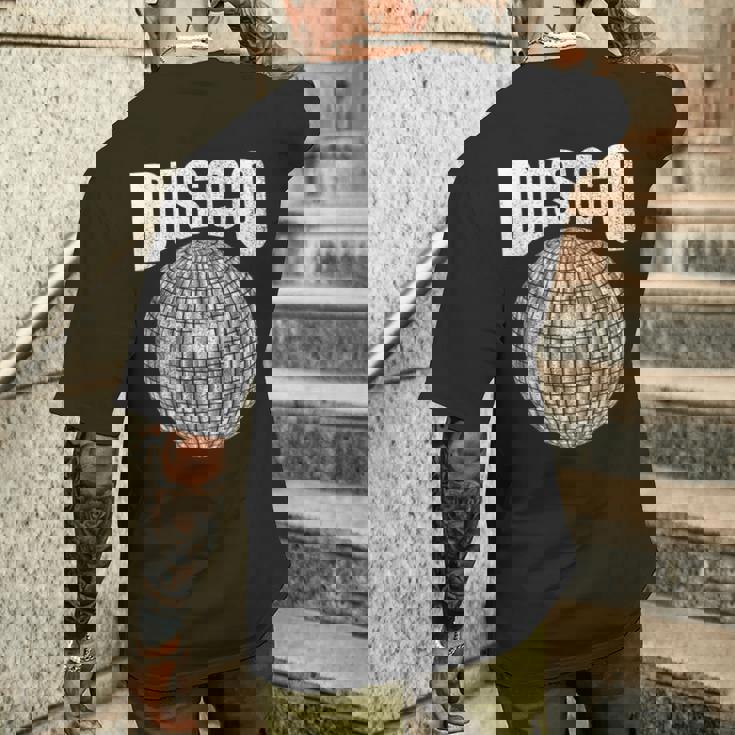 Disco Music Ball ファンク ソウル 音楽愛好家 レトロ 70年代 80年代 コスチューム メンズTシャツ バックプリント 彼への贈り物