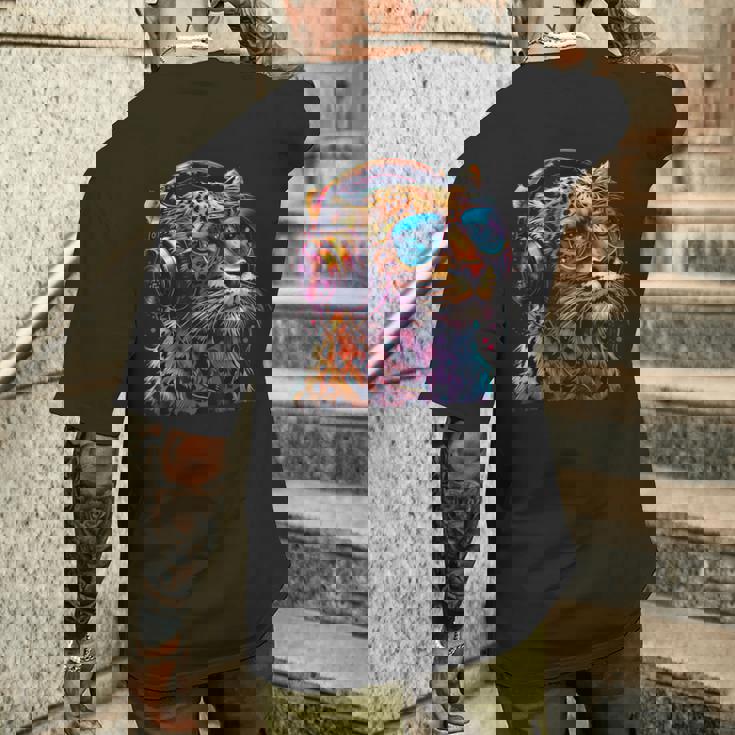 Dj Leopard Edm テクノハウス ダンスクラブ 音楽ヘッドフォン メンズTシャツ バックプリント 彼への贈り物