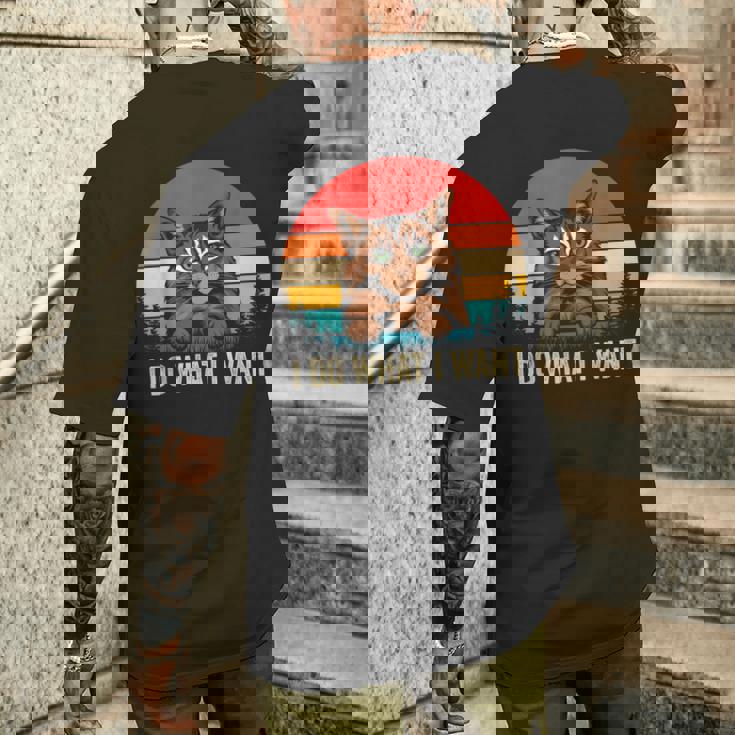 I Do What I Want Cat レトロ ヴィンテージ 面白い 猫好き メンズTシャツ バックプリント 彼への贈り物