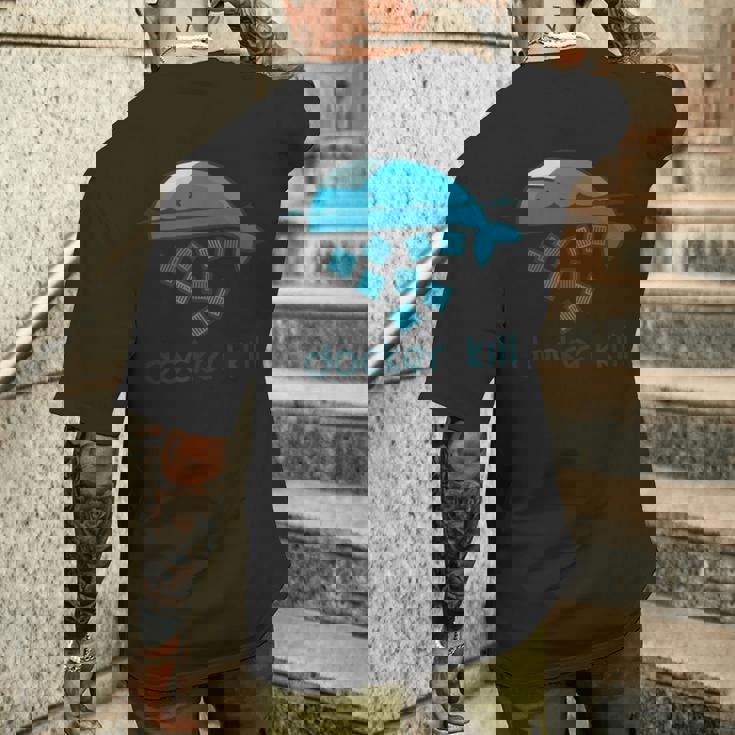 Docker Container Linux Devops Programming Coding メンズTシャツ バックプリント 彼への贈り物