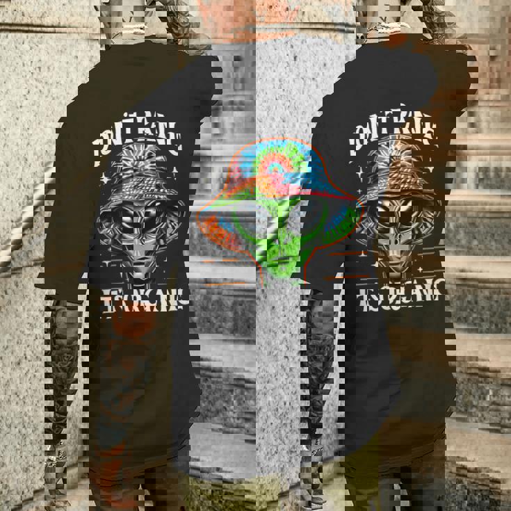 Don't Panic It's Organic Alien Ufo 面白いプリント メンズTシャツ バックプリント 彼への贈り物