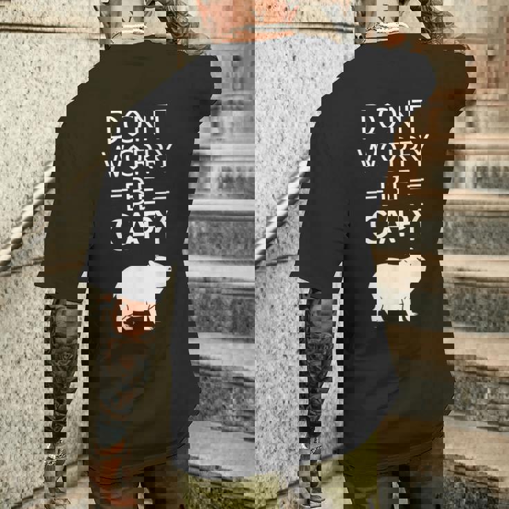 Don't Worry Be Capy カピバラ 心配しないで カピー カピバラ齧歯類愛好家 メンズTシャツ バックプリント 彼への贈り物