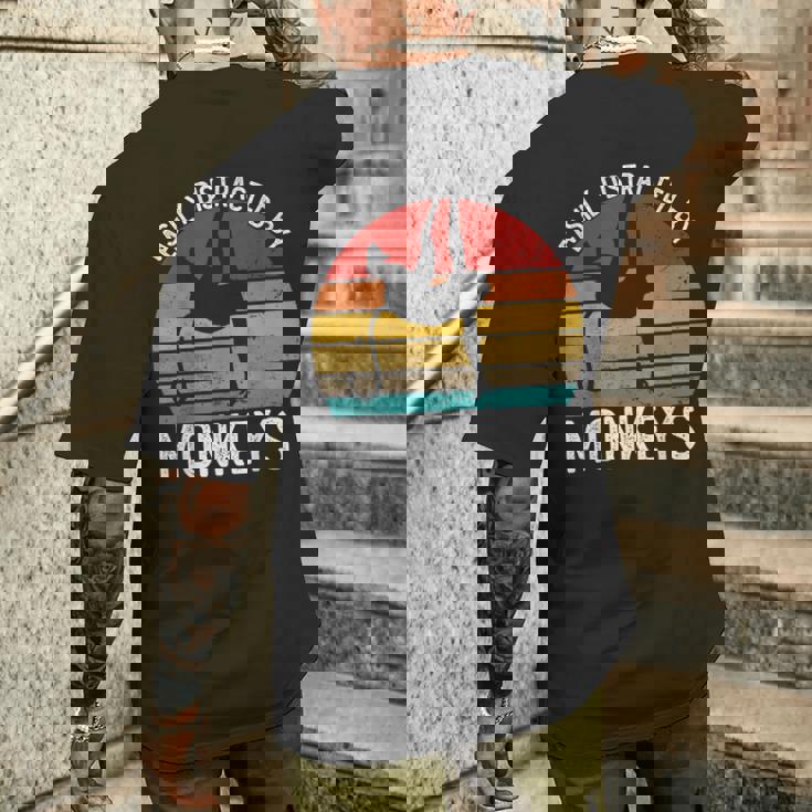 Easy Distracted By Monkeys シャツ ビンテージモンキー メンズTシャツ バックプリント 彼への贈り物