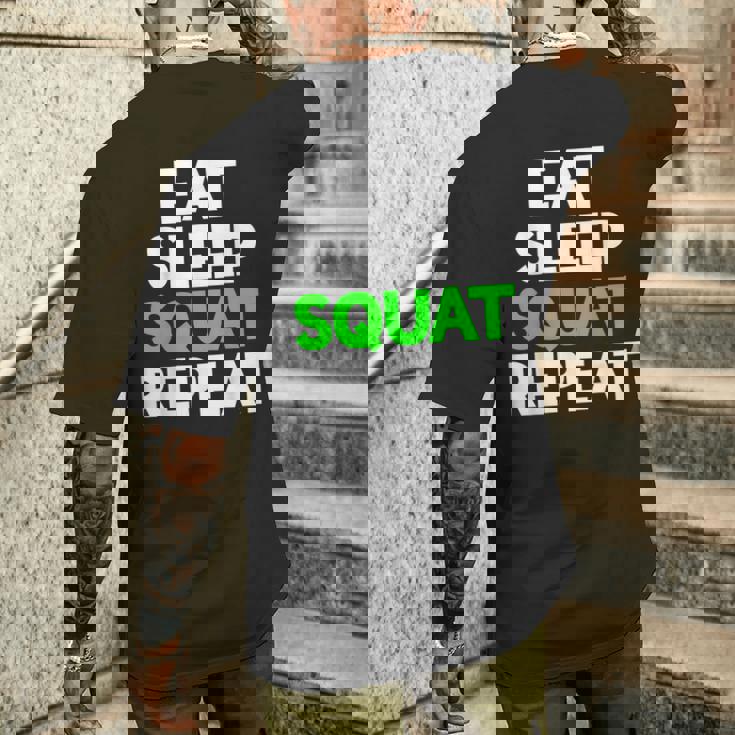 Eatleepquat Repeat モチベーショントレーニング メンズTシャツ バックプリント 彼への贈り物