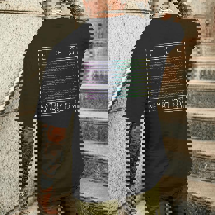 Eeg技術者 神経学 カラフルな脳波 Eeg メンズTシャツ バックプリント 彼への贈り物