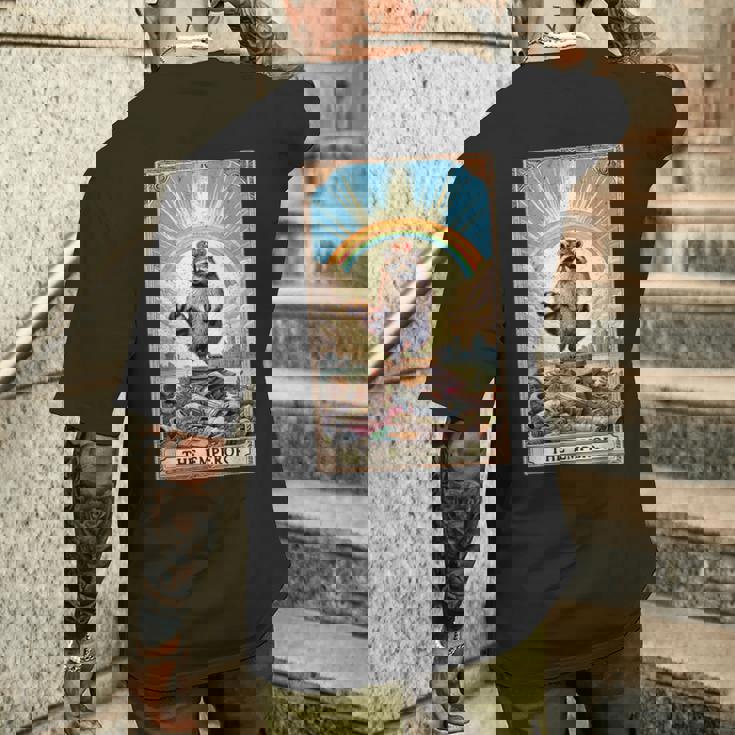 The Emperor 面白いアライグマ タロットカード ミスティックアライグマ メンズTシャツ バックプリント 彼への贈り物