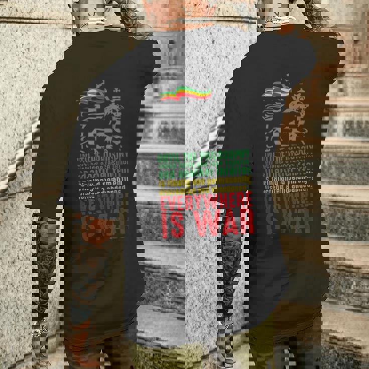 Everywhere Is War ハイレ・セラシエ演説 ユダのライオン レゲエ メンズTシャツ バックプリント 彼への贈り物