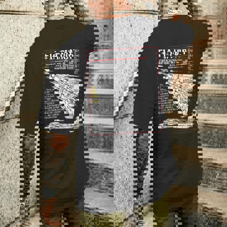 F-14 Tomcat Us American Carrier航空機 ブループリント メンズTシャツ バックプリント 彼への贈り物