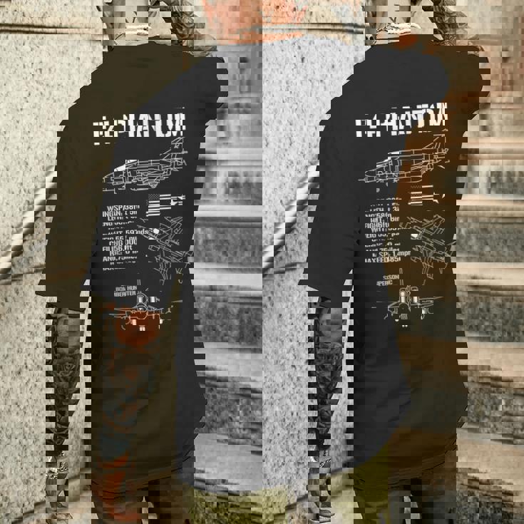 F-4 ファントム 戦闘機 ジェット仕様 軍用飛行機 F4 ファントム メンズTシャツ バックプリント 彼への贈り物