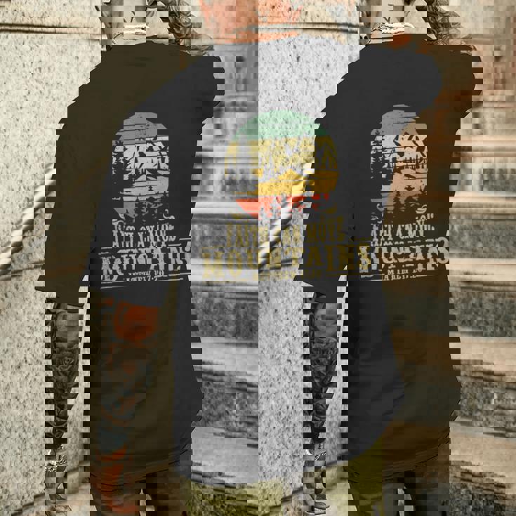 Faith Can Move Mountains マタイ17 20 聖書聖書の言葉 メンズTシャツ バックプリント 彼への贈り物