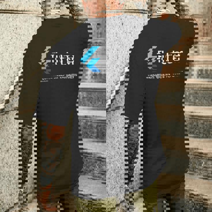 Flutter ウィジェットがアートになる場所 メンズTシャツ バックプリント 彼への贈り物