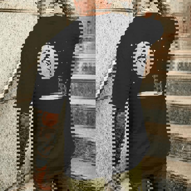 Fly Aerial ヨガハンモックシルク 星と月 猫 猫好き メンズTシャツ バックプリント 彼への贈り物