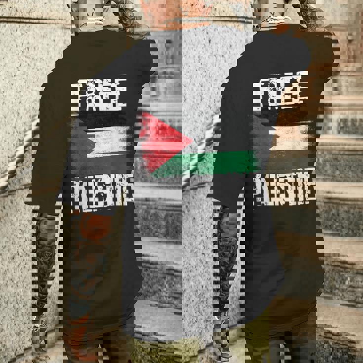 Free Palestine Free Gaza パレスチナの旗無料パレスチナ メンズTシャツ バックプリント 彼への贈り物