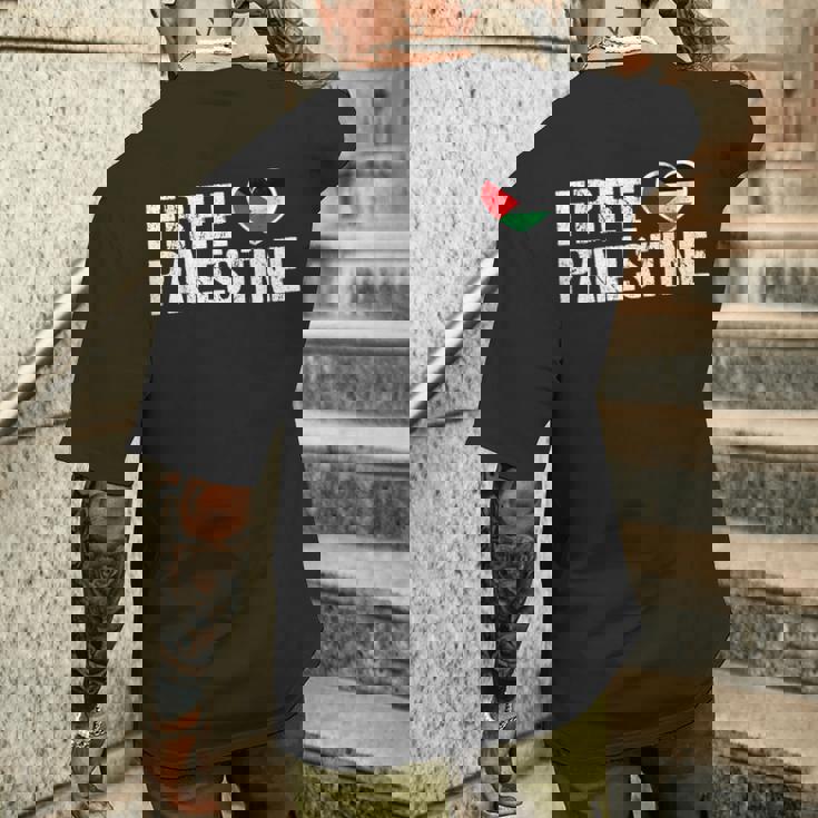 Free Palestine パレスチナの旗無料パレスチナ メンズTシャツ バックプリント 彼への贈り物