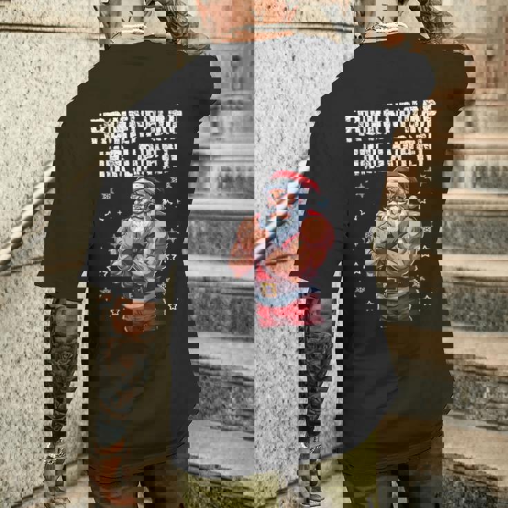 Frohen Pump Ihr Lappen 筋肉質サンタジム メンズTシャツ バックプリント 彼への贈り物