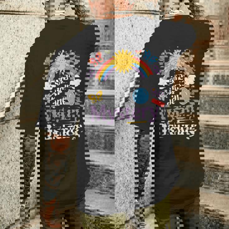 Ask Me About My Mystery Discharge アダルトユーモアジョーク メンズTシャツ バックプリント 彼への贈り物