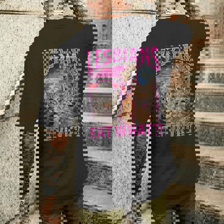 Lesbians Cat Owner Lesbians Eat What メンズTシャツ バックプリント 彼への贈り物