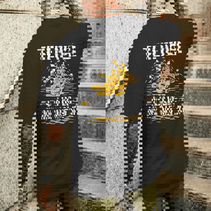 The River Is Calling Water Rafting 川 ラフティング メンズTシャツ バックプリント 彼への贈り物