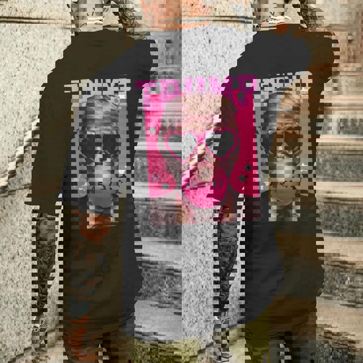 Trump 2024 メガネ&バブルガム ピンク メンズTシャツ バックプリント 彼への贈り物
