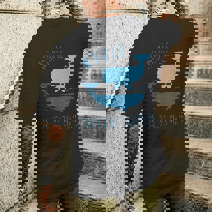 Whale Pun クジラ Hello There Hello Dort ファニークジラ メンズTシャツ バックプリント 彼への贈り物