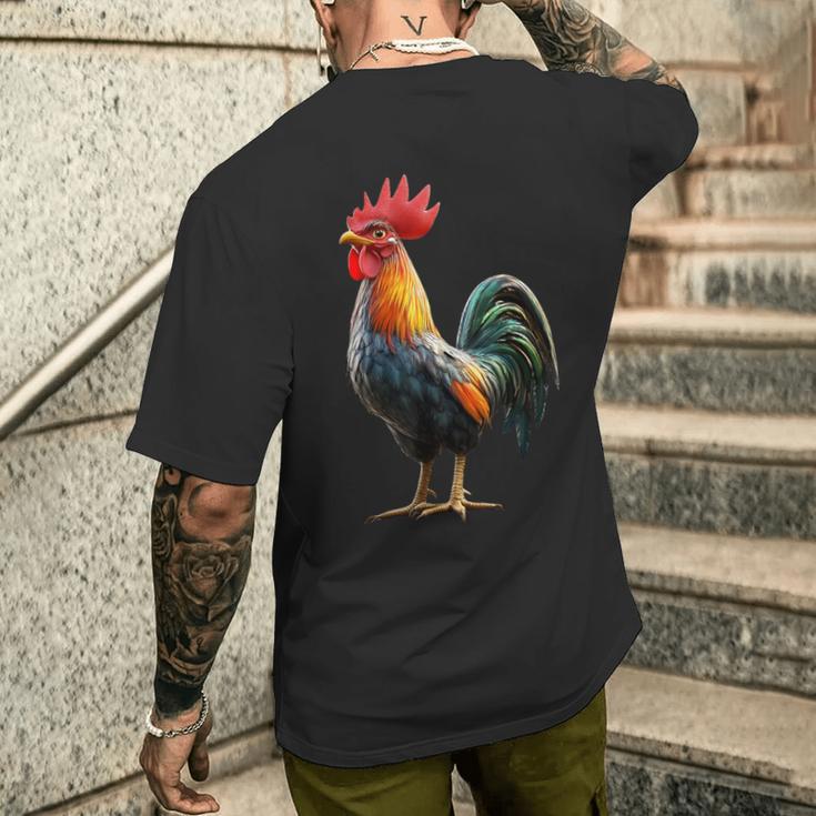 Gallo Pollo Papà Padre Pollaio Contadino Polli T-shirt da uomo con stampa posteriore Regalos para él