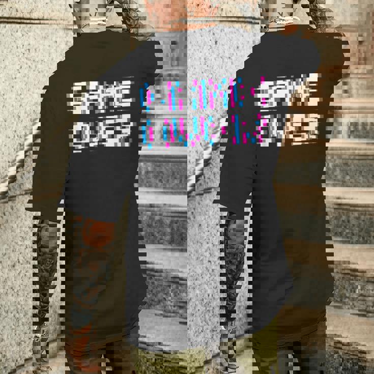 Game Over 8Bit ゲームオーバー 8ビットピクセル レトロヴィンテージビデオゲームグラフィック ゲーマー メンズTシャツ バックプリント 彼への贈り物