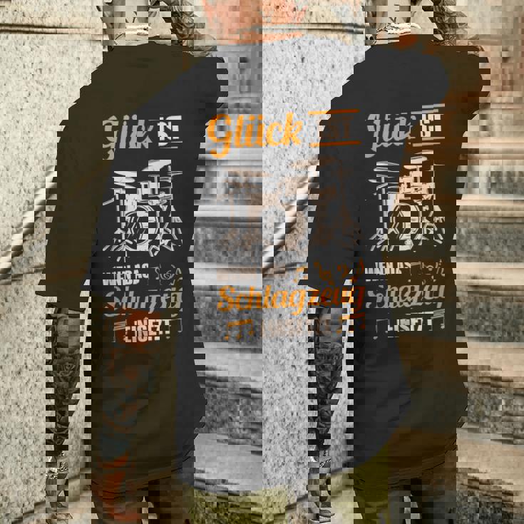 Glück Ist Wenn Das ドラムセット ドラム&ドラム メンズTシャツ バックプリント 彼への贈り物