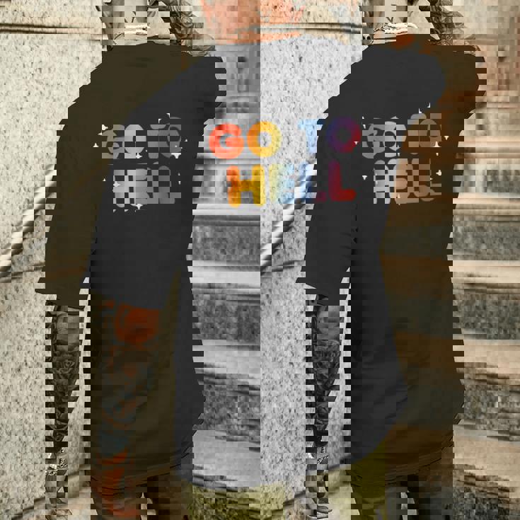 Go To Hell シャレた言葉 くたばれ メンズTシャツ バックプリント 彼への贈り物