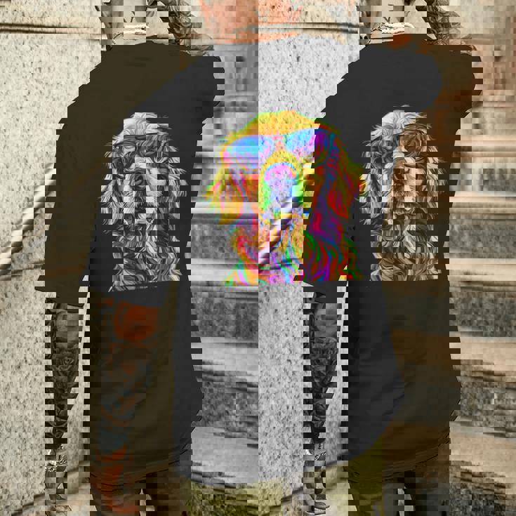 Golden Retriever Lovers カラフル 面白い ゴールデンレトリバー メンズTシャツ バックプリント 彼への贈り物