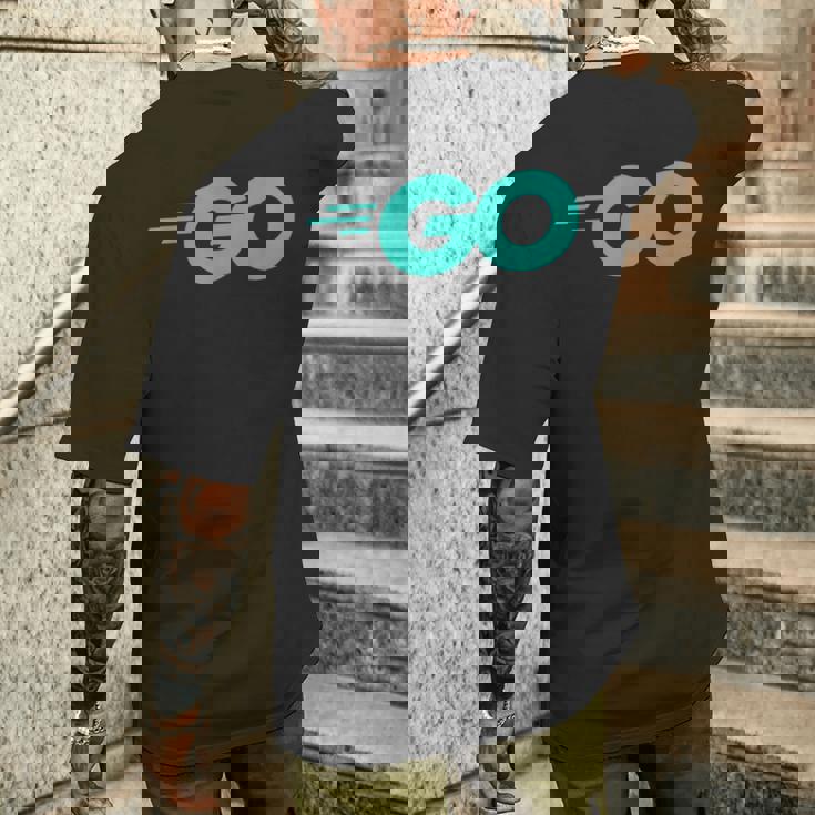 Goロゴ付きのgoプログラミング言語golang開発者 メンズTシャツ バックプリント 彼への贈り物