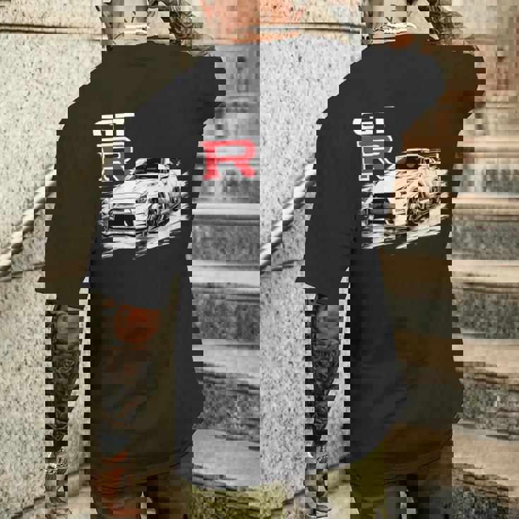 Gt R 35 Jdm ストリートレーシング ドラッグ ドリフト スポーツカー メンズTシャツ バックプリント 彼への贈り物