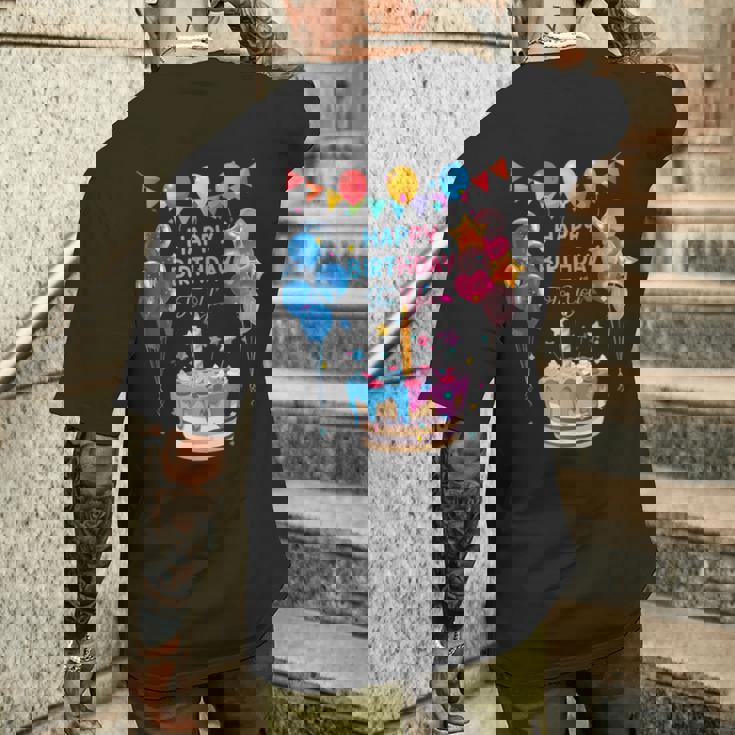 Happy Birthday To You ケーキとバルーンパーティー メンズTシャツ バックプリント 彼への贈り物