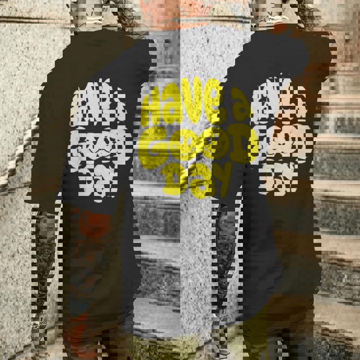 Have A Good Day レトロ ハッピーフェイス 90年代 スマイルフェイス 美学 メンズTシャツ バックプリント 彼への贈り物