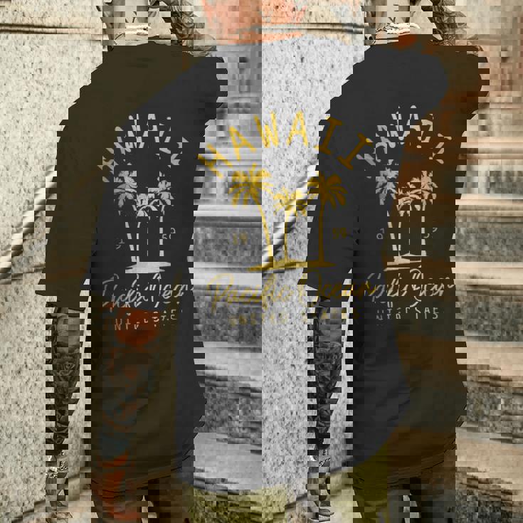 Hawaii Est 1959 ヤシの木 サーフ サーファー マウイ アロハ ハワイアン メンズTシャツ バックプリント 彼への贈り物