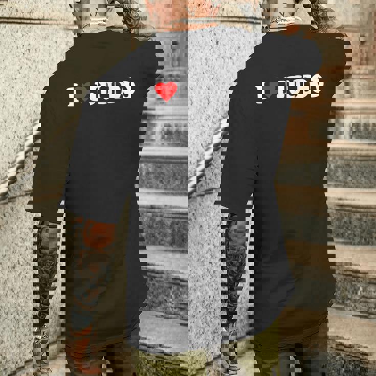 I Heart 柔道 愛 柔道 趣味 恋人 メンズTシャツ バックプリント 彼への贈り物