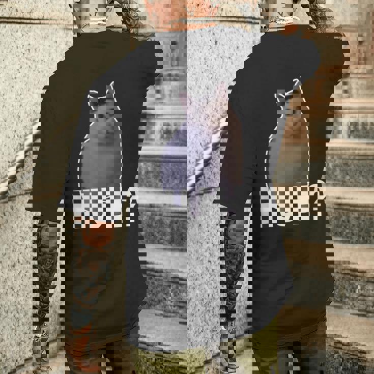 Huh Cat Meme メンズTシャツ バックプリント 彼への贈り物