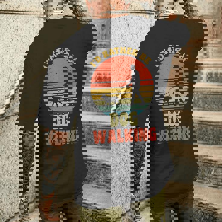 I'd Rather Be Dog Walking レトロ ラブドッグウォーカー メンズTシャツ バックプリント 彼への贈り物