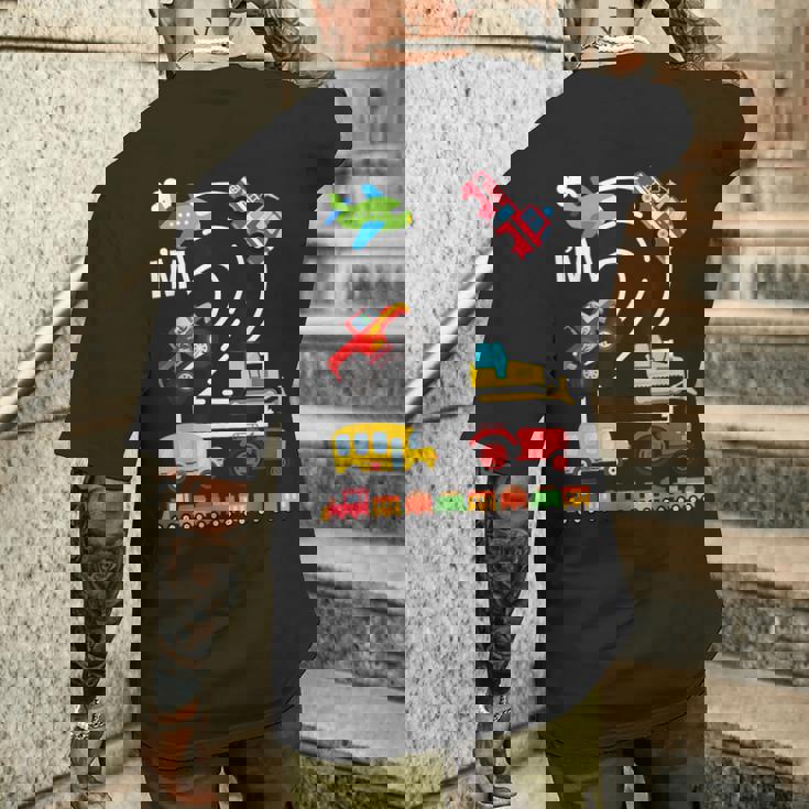 I'm 2 2歳の誕生日 トラック 乗り物 交通機関車 メンズTシャツ バックプリント 彼への贈り物