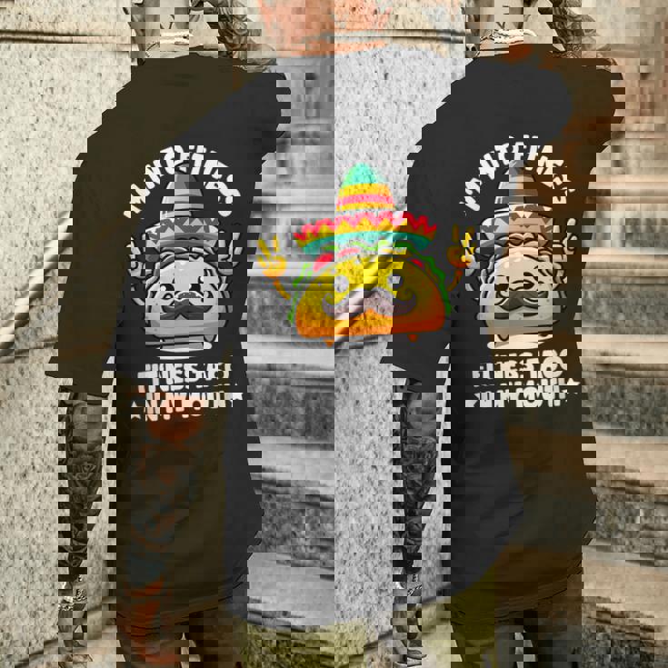 I'm Into Fitness Fit'ness Taco In My Mouth ジム おもしろタコス メンズTシャツ バックプリント 彼への贈り物