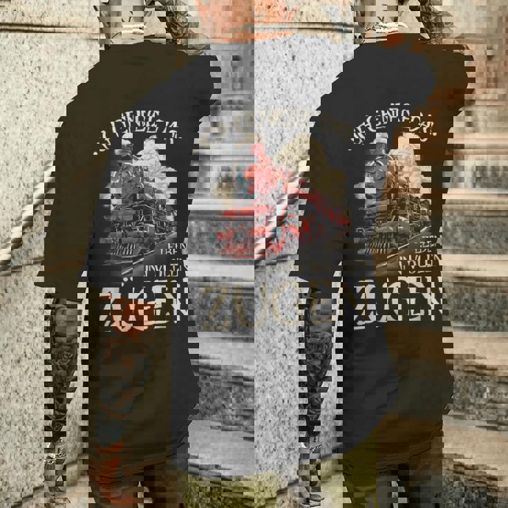 Ich Genieße Das Leben Inollen Zügen 通勤鉄道 メンズTシャツ バックプリント 彼への贈り物