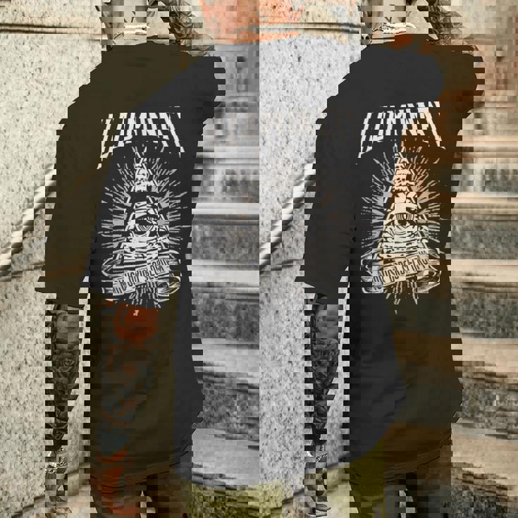 Illuminati New World Order イルミナティ新世界秩序デザイン、プロビデンスの目 メンズTシャツ バックプリント 彼への贈り物